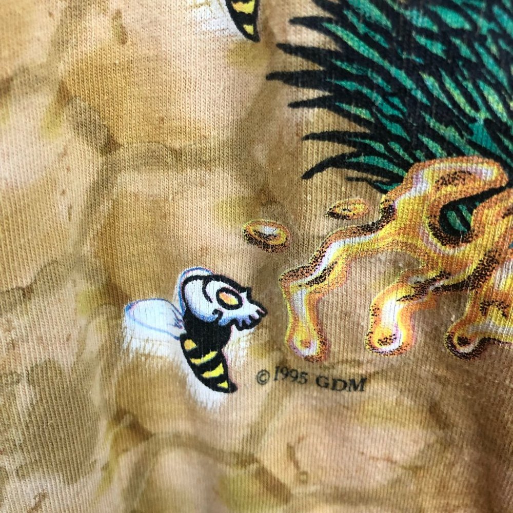 Vintage 1995 Grateful Dead Honey Bear Honeycomb All Over Print T Shirt sz Large - Picture 6 of 8